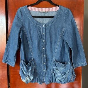 ALEMBIKA Denim Ruched Pockets Top Size 2 (Medium)